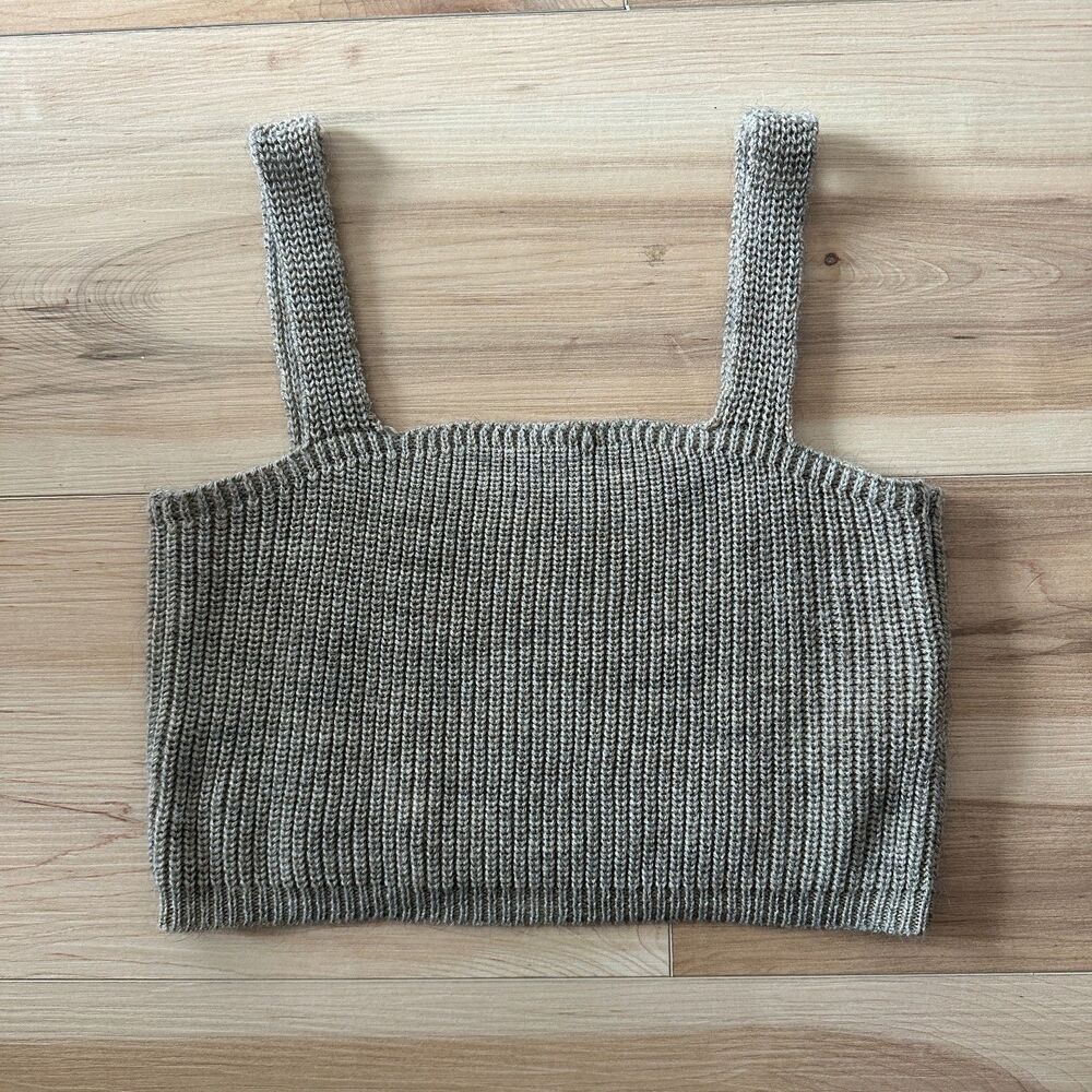 Anthropologie Sweater Knit Cropped Beige Tan Tank Top Neutral Womens Size Small